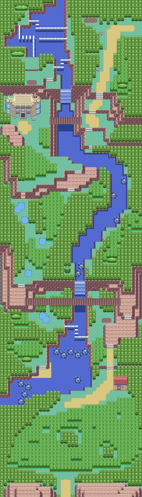 A video game screen with a river and trees

Description automatically generated